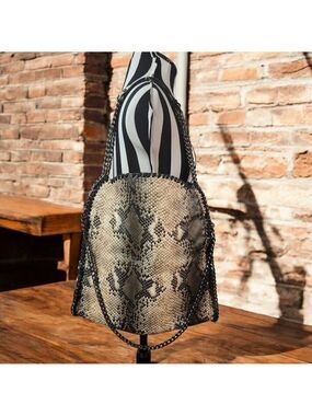 Steve Madden Faux Python Bag with Chain Handles and Shoulder Strap